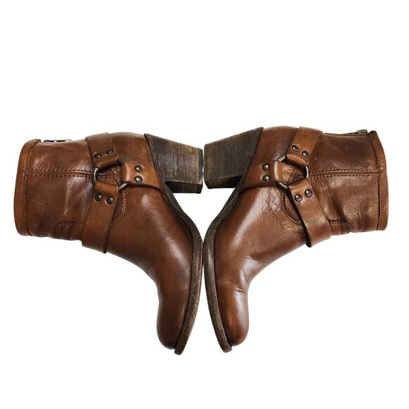 Frye Womens Tabitha Harness Ankle Boots Size 6.5 Cognac Brown Leather Western - Picture 7 of 14